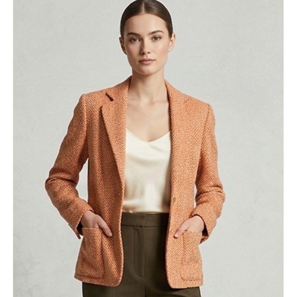 AGNONA Italy Luxury Solid Orange Classic Single Breasted Blazer Jacket Size 46/M